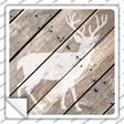 Deer Silhouette Wood Plank Novelty Square Sticker Decal
