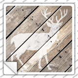 Deer Silhouette Wood Plank Novelty Square Sticker Decal