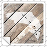 Fish Silhouette Wood Plank Novelty Square Sticker Decal