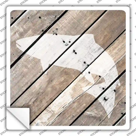 Fish Silhouette Wood Plank Novelty Square Sticker Decal