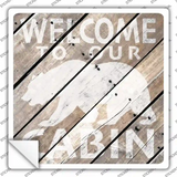 Bear Silhouette Wood Plank Novelty Square Sticker Decal