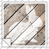 Rabbit Silhouette Wood Plank Novelty Square Sticker Decal