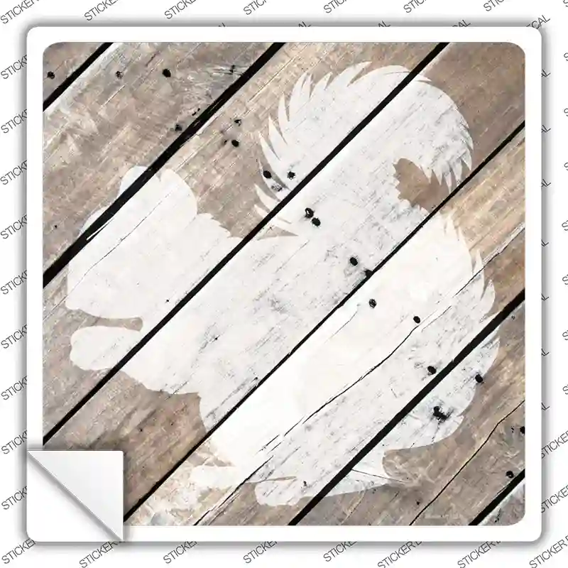 Squirrel Silhouette Wood Plank Novelty Square Sticker Decal