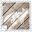 Fox Silhouette Wood Plank Novelty Square Sticker Decal