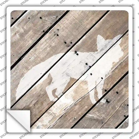 Fox Silhouette Wood Plank Novelty Square Sticker Decal