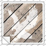 Eagle Silhouette Wood Plank Novelty Square Sticker Decal