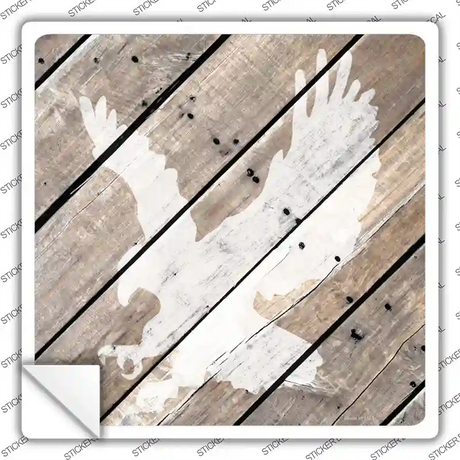 Eagle Silhouette Wood Plank Novelty Square Sticker Decal