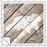 Beaver Silhouette Wood Plank Novelty Square Sticker Decal