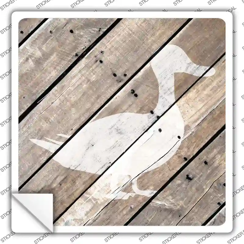 Duck Silhouette Wood Plank Novelty Square Sticker Decal