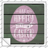 Hippity Hoppity Easter Wood Plank Novelty Square Sticker Decal