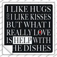 Love Help With The Dishes Novelty Square Sticker Decal