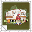 Camping Gnome Novelty Square Sticker Decal