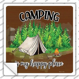 Camping Is My Happy Place Tent Novelty Square Sticker Decal