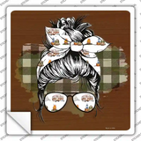 Aviator Bun Camper Print Novelty Square Sticker Decal