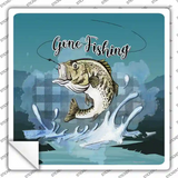 Gone Fishing Novelty Square Sticker Decal