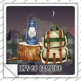 Lets Go Camping Novelty Square Sticker Decal