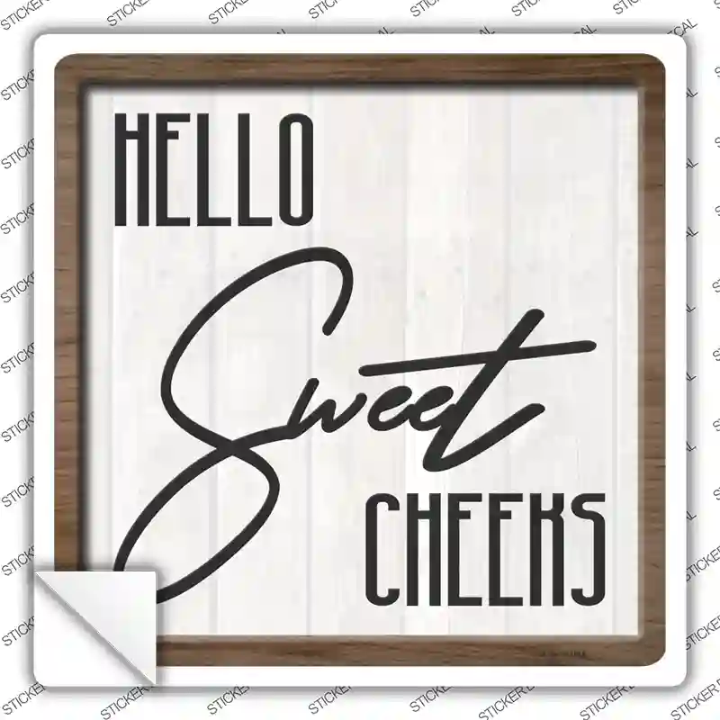 Hello Sweet Cheeks Novelty Square Sticker Decal