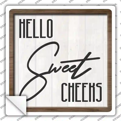 Hello Sweet Cheeks Novelty Square Sticker Decal
