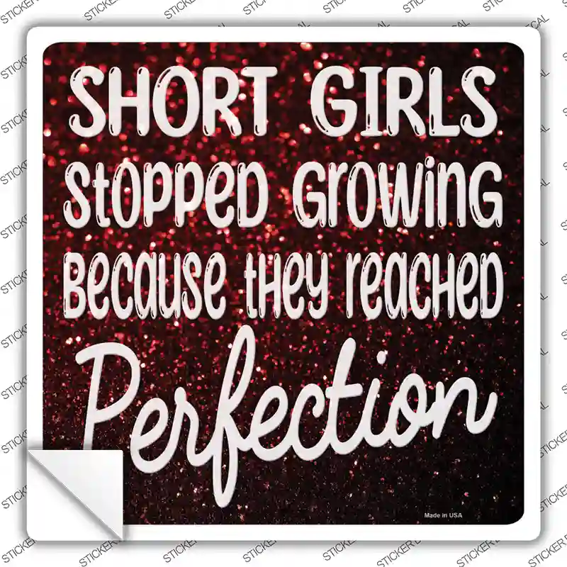 Short Girls Reached Perfection Novelty Square Sticker Decal