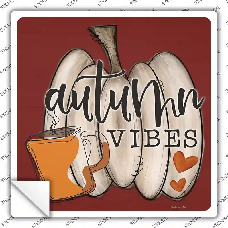 Autumn Vibes Pumpkin Novelty Square Sticker Decal