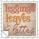 Leggings Leaves and Lattes Novelty Square Sticker Decal
