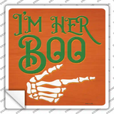 Im Her Boo Orange Novelty Square Sticker Decal