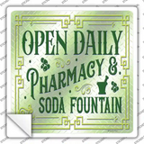 Pharmacy and Soda Fountain Novelty Square Sticker Decal