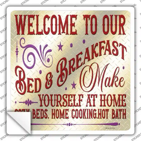 Bed and Breakfast Novelty Square Sticker Decal