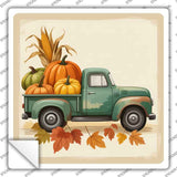 Truck with Pumpkins Novelty Square Sticker Decal SQ-1666s