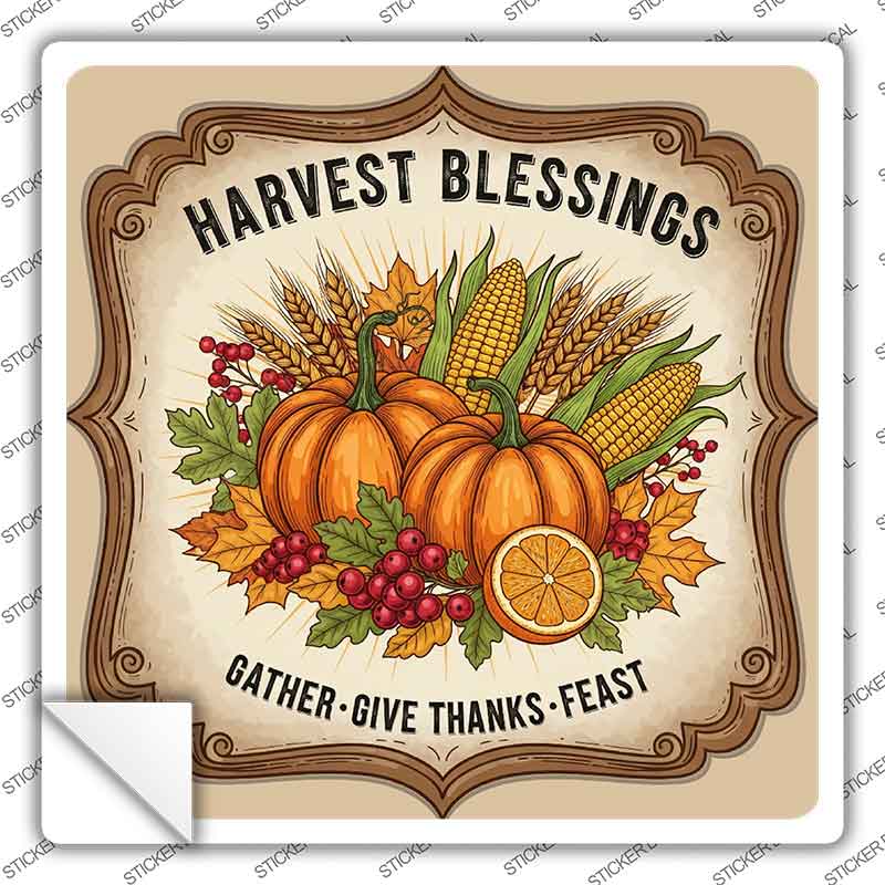Harvest Blessings Novelty Square Sticker Decal SQ-1667s