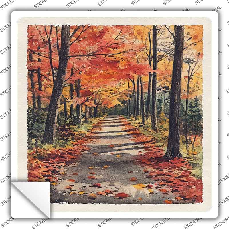 Autumn Path Novelty Square Sticker Decal SQ-1671s