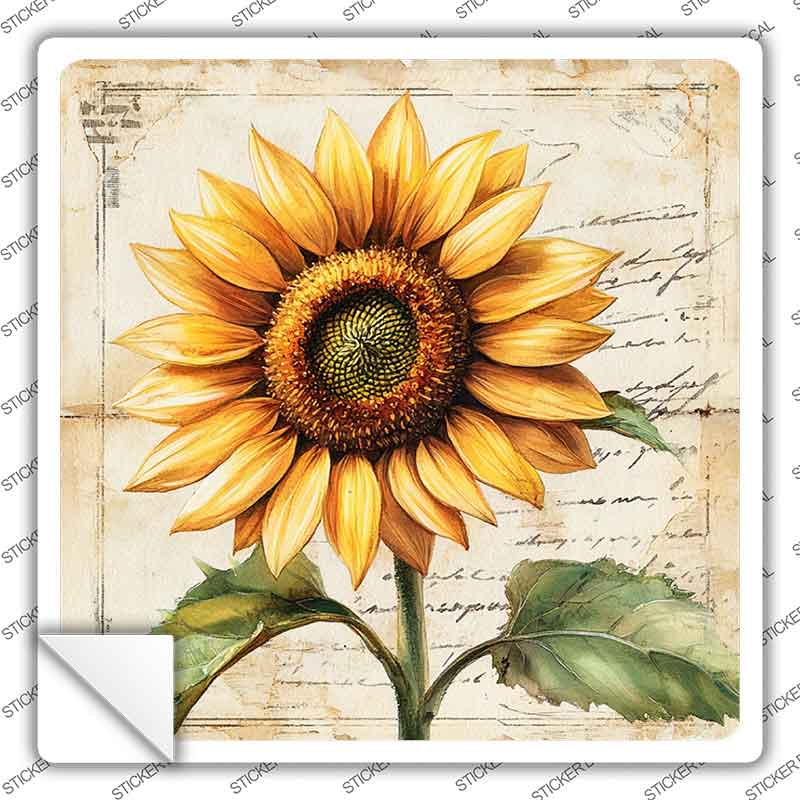 Vintage Sunflower Novelty Square Sticker Decal SQ-1672s