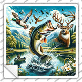 Fishing Paradise Novelty Square Sticker Decal SQ-1674s