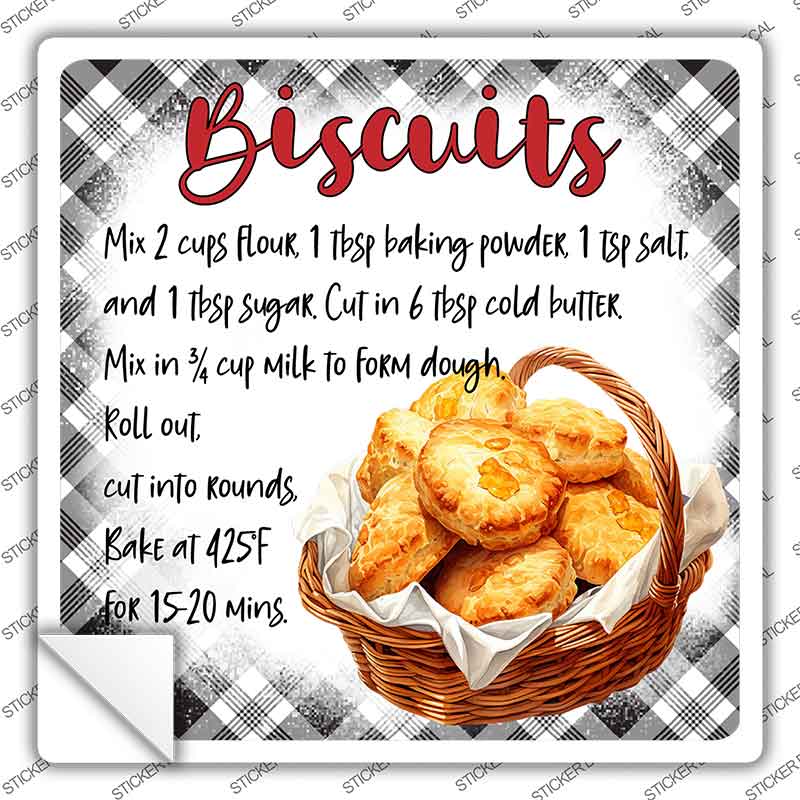 Biscuits Recipe Novelty Square Sticker Decal SQ-1678s