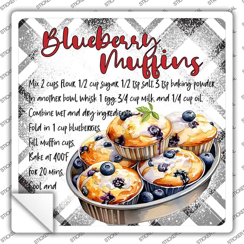 Blueberry Muffins Recipe Novelty Square Sticker Decal SQ-1679s