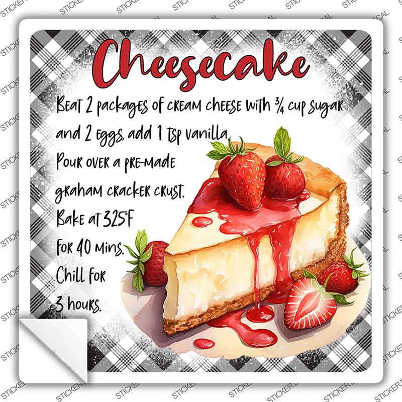 Cheesecake Recipe Novelty Square Sticker Decal SQ-1682s