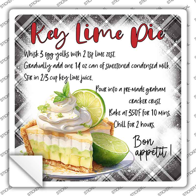 Key Lime Pie Recipe Novelty Square Sticker Decal SQ-1686s