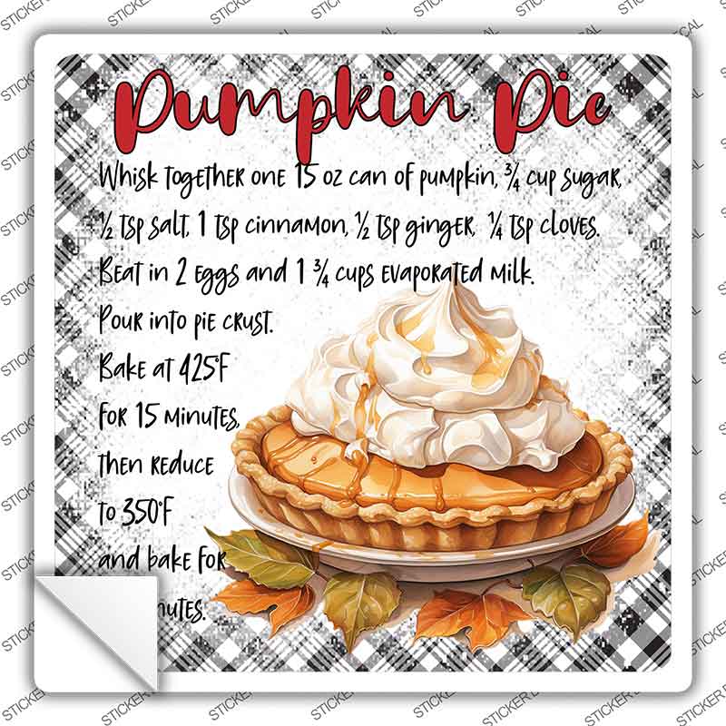 Pumpkin Pie Recipe Novelty Square Sticker Decal SQ-1690s