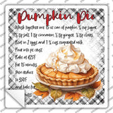 Pumpkin Pie Recipe Novelty Square Sticker Decal SQ-1690s
