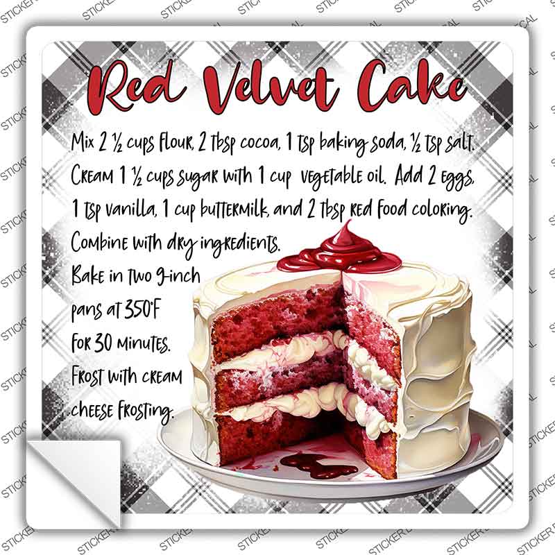 Red Velvet Cake Recipe Novelty Square Sticker Decal SQ-1691s