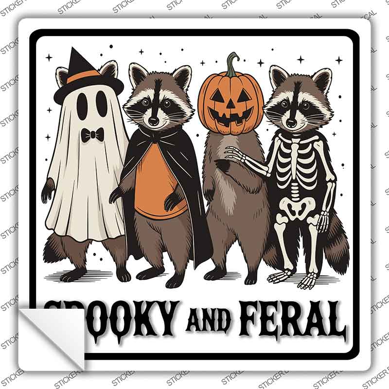 Spooky and Feral Novelty Square Sticker Decal SQ-1701s