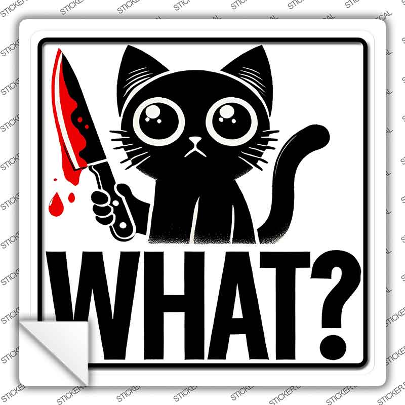 Cat What Novelty Square Sticker Decal SQ-1710s