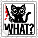 Cat What Novelty Square Sticker Decal SQ-1710s