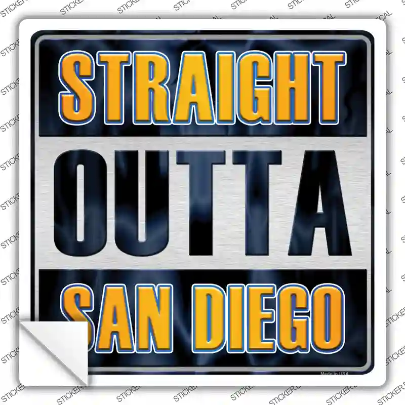 Straight Outta San Diego Novelty Square Sticker Decal