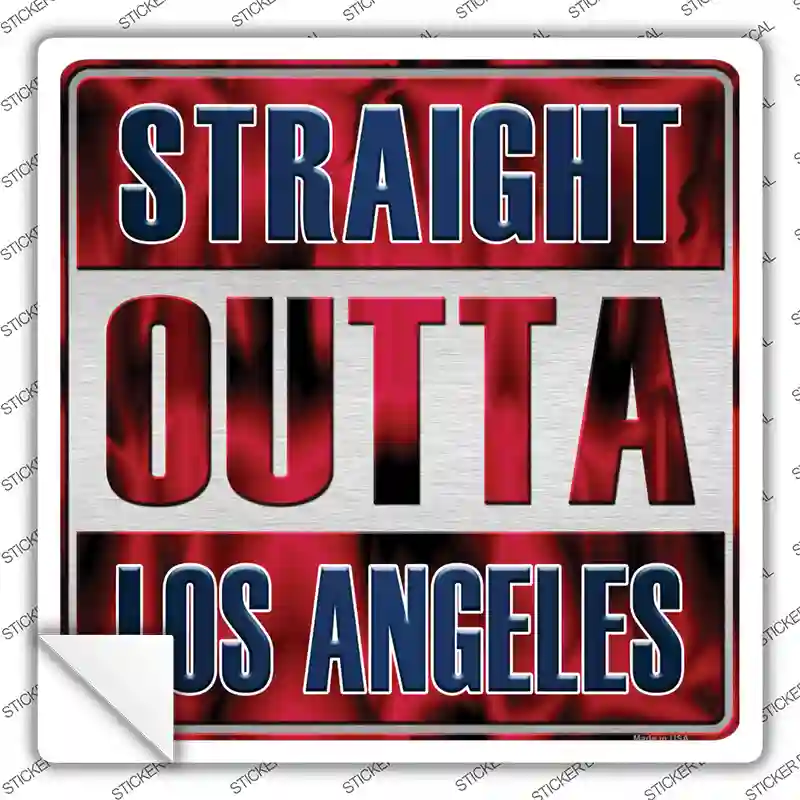 Straight Outta Los Angeles Blue Red Novelty Square Sticker Decal