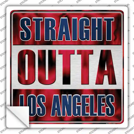 Straight Outta Los Angeles Blue Red Novelty Square Sticker Decal