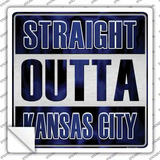 Straight Outta Kansas City Blue Novelty Square Sticker Decal
