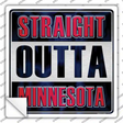 Straight Outta Minnesota Red Novelty Square Sticker Decal