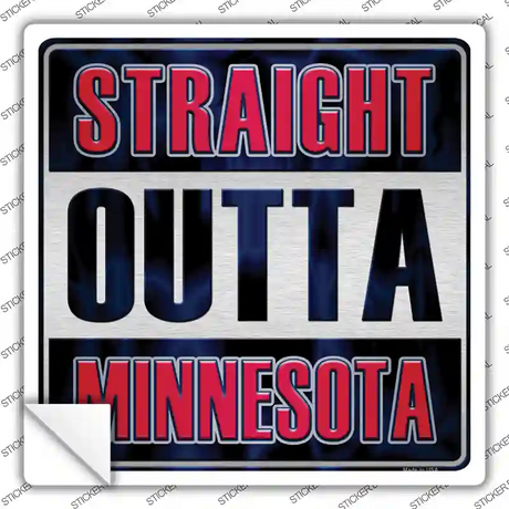 Straight Outta Minnesota Red Novelty Square Sticker Decal
