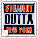 Straight Outta New York Orange Novelty Square Sticker Decal